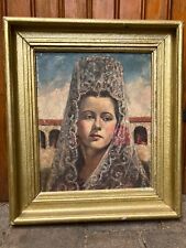 espagnole a la mantille huile sur toile expressioniste style picabia signée 