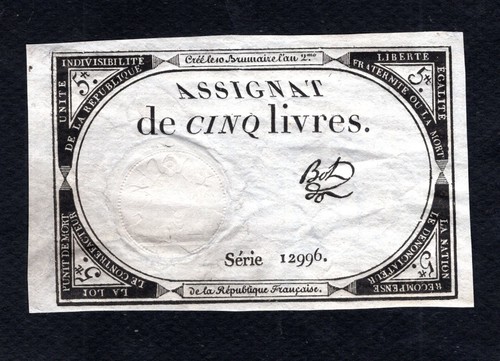 Assignat livres an 2 31 - 5, l'an