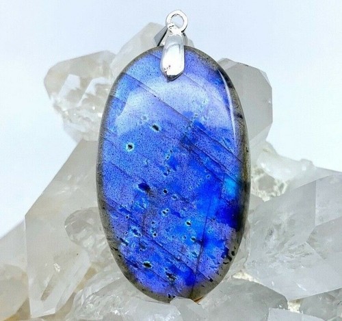 Pendentif labradorite bleue - pendentif,