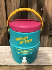 Igloo Barrel of Fun 2 Gallon Cooler Teal and Pink 90s Great Condition