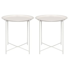 2x Blanc Mat Rond Tables à