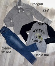 Gemo Radio Hall 12 ans GARÇON: Sweat + T Shirt + Pantalon Jean Hiver TBE
