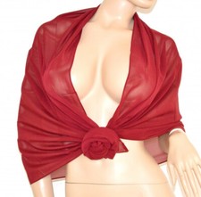 Étole femme rouge bordeaux amarante maxi écharpe haussement d'épaules châle U103