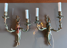 Maison JANSEN Appliques en bronze polychrome  à décor aux chinois ou mandarins