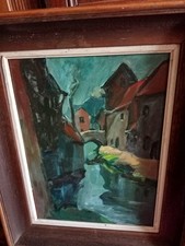 tableau huile sur panneau isorel copie albert raty vieilles tanneries en france