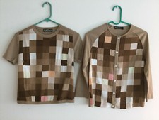 Vintage Salvatore Ferragamo Sweater Set Cardigan Sz S Digital Pixel Design