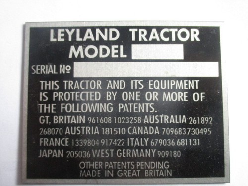 Plaque bouclier s49 leyland - plaque,