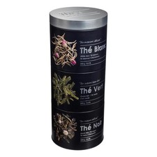 Boîte à Thé 3 Compartiments "Relief II" 26cm Noir