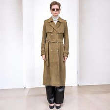 Trench-coat en cuir suédé