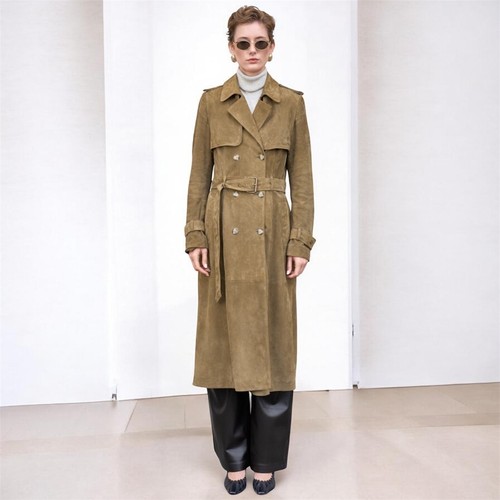 Trench coat cuir suédé - trench-coat, en