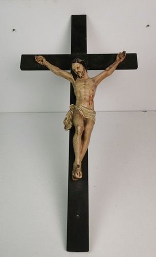 Christ plâtre polychrome - plâtre,