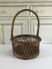 19 ⚜️ Ancien Porte Bouteille Panier en Osier Rotin Vintage