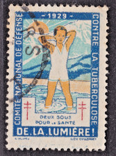 TIMBRE 1929 FRANCE VIGNETTE