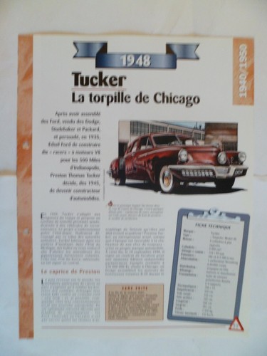 Carte fiche auto tucker 1948 - ,