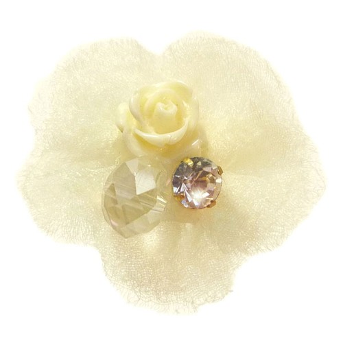 Bague jaune fleur perle - bague,
