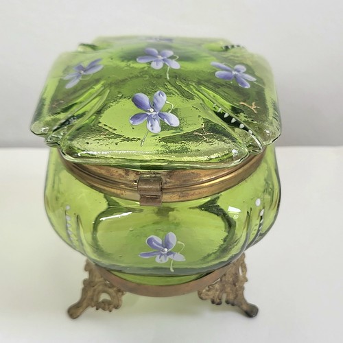 Boîte poudrier verre vert - boîte,