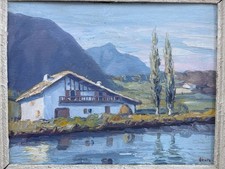 Huile Sur Panneau De JIVA Jivanovitch Pays Basque La Rhune Vers Sare