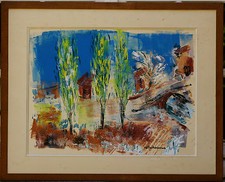 Pinet de Gaulade Louis Charles Gouache Originale 