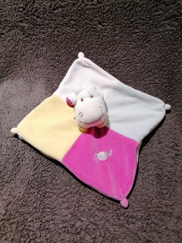 Doudou plat vache jaune - , rose