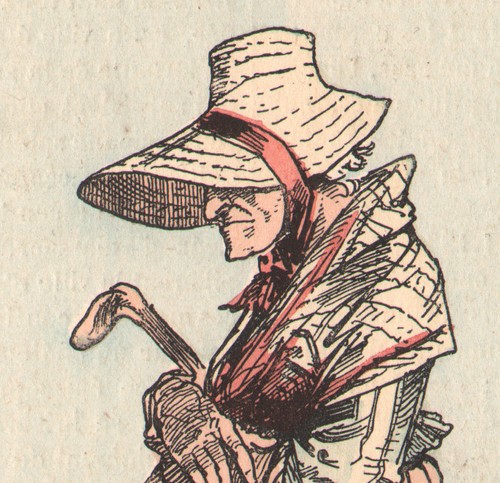 Ancienne gravure aquarellée