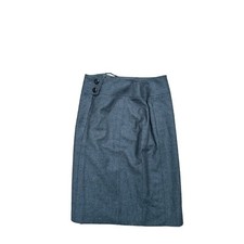 Chanel Autumn 1998  High Waist Grey Wool Cashmere Midi Skirt  Size 38 / M