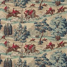 Sanderson Tally Ho Sarcelle Rubis Chasse Cheval Lin Tissu Rideau Tapisserie Use
