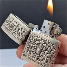 Briquet essence PENGUIN gainage argent Indochine Lighter Sterling silver jacket 