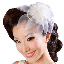 Accessoire coiffure mariage danse Grande fleur blanche tulle organza perles