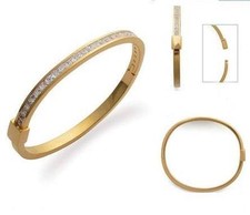 Bracelet Jonc Rail de Diamant Cz 62 mm Plaqué Or 18K 5 Microns Dolly-Bijoux