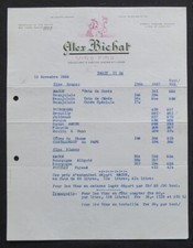 Facture MACON / SAONE1958 ALEX BICHAT    VIN  illustrée 91