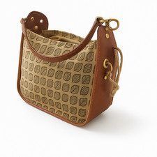 Sac Hobo en Cuir & Toile – 25x30x8 cm – Fait Main – Style Bohème Chic