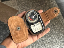 Rare Vintage Ancien WESTERN MASTER 2 Universel Exposition Mètre Avec Cuir Housse