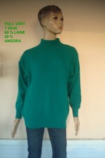 PULL VERT  60 % LAINE 20 % ANGORA ( TRES CHAUD )  MIXTE NEUF T M/L