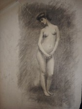 Magnifique Dessin Au Fusain