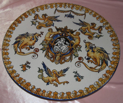 Plat rond ancien - , faïence