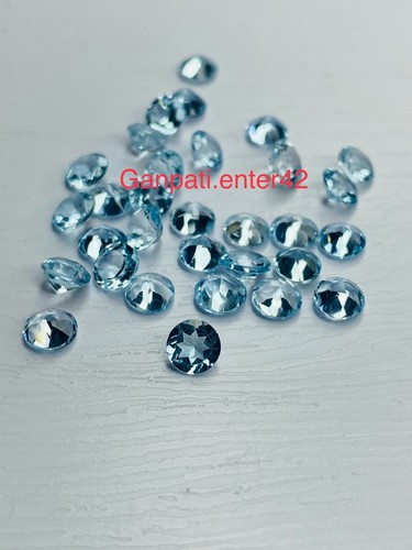 Topaze bleu facettes rond - bleu,