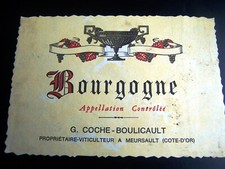 ancienne étiquette Bourgogne COCHE Dury Boulicault wine label burgundy