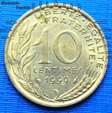 Fautée : 10 Centimes Marianne - 1990 (Légende collée au Listel)