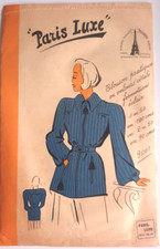 👉 9001 Ancien PATRON PARIS LUXE VINTAGE FRENCH BLOUSON PRATIQUE EN VELOURS  T44