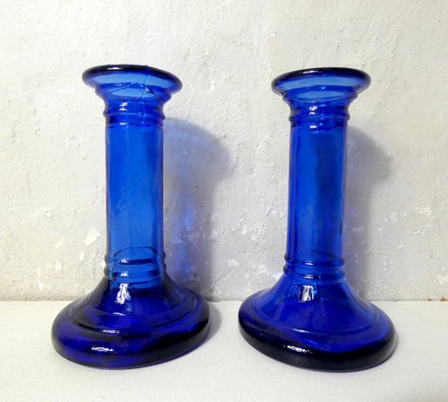 Paire bougeoirs verre - paire,