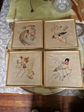 4 canevas SUR SOIE À DÉCORS