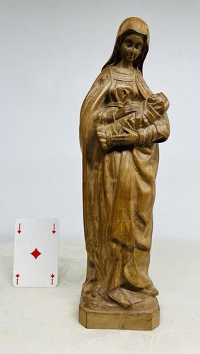 Wood virgin sculpture statue - wood,
