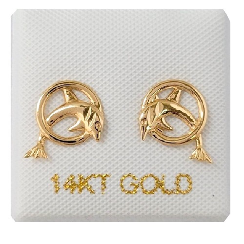 14k jaune dauphin sautant - jaune,