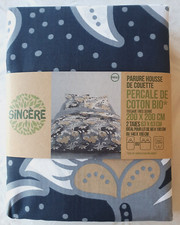 Parure percale housse de couette 200x200 cm et 2 taies marque Sincère