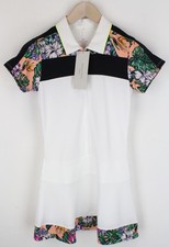 Sweaty Betty Volley Tennis Femmes ROBE XS Blanc Extensible Éclair Manche Courte