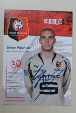 Carte Photo dédicacée. Football Stade Rennais 2007. SRFC . SIMON POUPLIN 