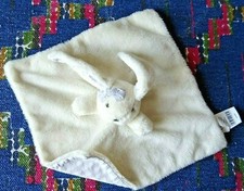 KP/ DOUDOU PLAT TEXTURA LAPIN BLANC CREME GRIS VICHY NOEUD QUASI NEUF