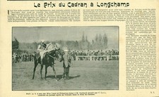 Publicité ancienne document prix du cadran à Longchamp issue de magazine 1900