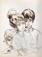 Paul Girol/ dessin original signé / quelques mots