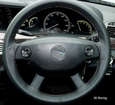 Couvre Volant En Cuir Noir Avec Couture Grise Pour Mercedes Classe B W245 08-11